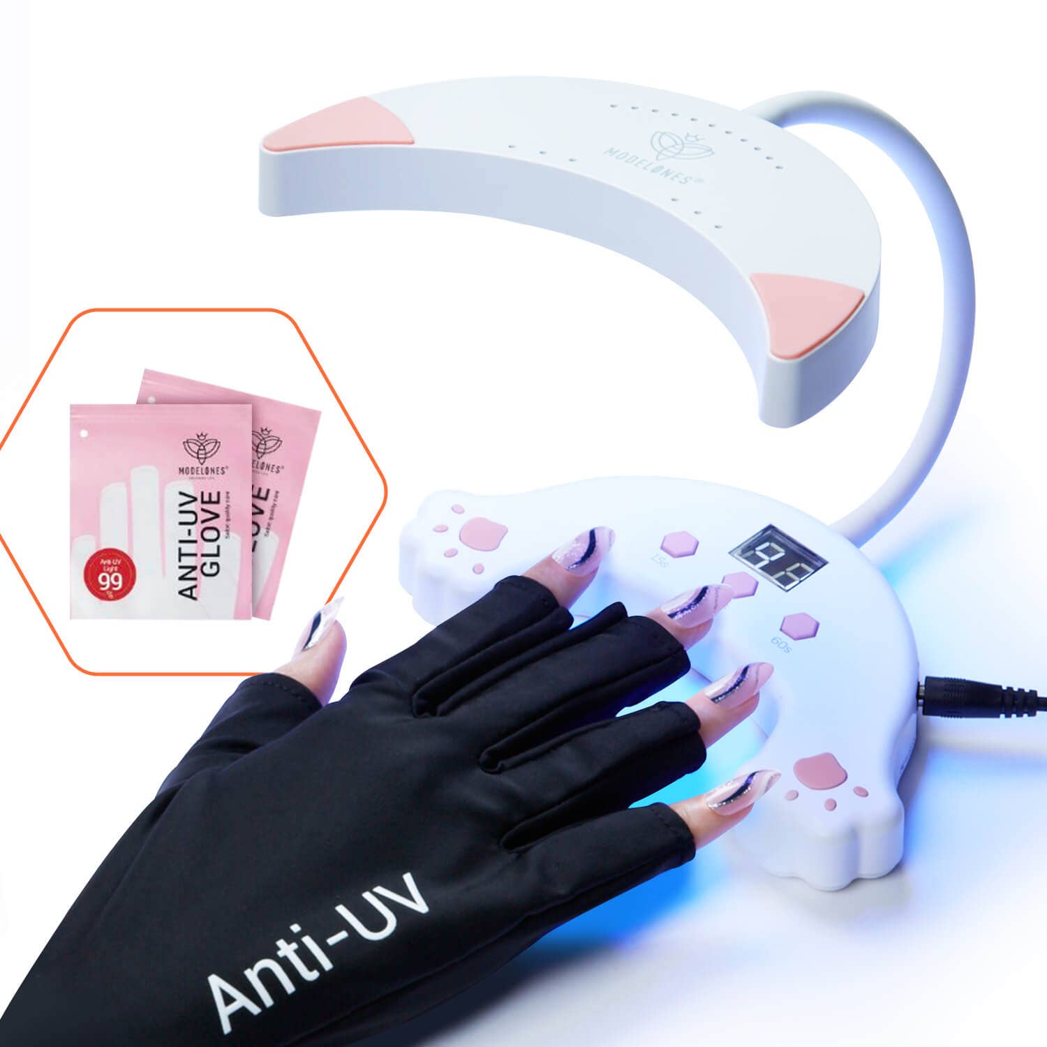 Modelones - Vente Sets de soins pour les ongles - Lampe à ongles LED à col de cygne UV 48W8