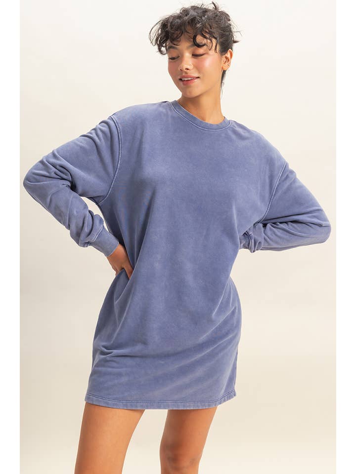 HYFVE – wholesale Dress – Women's – Mineral Washed Oversized Mini Sweatshirt Dress3