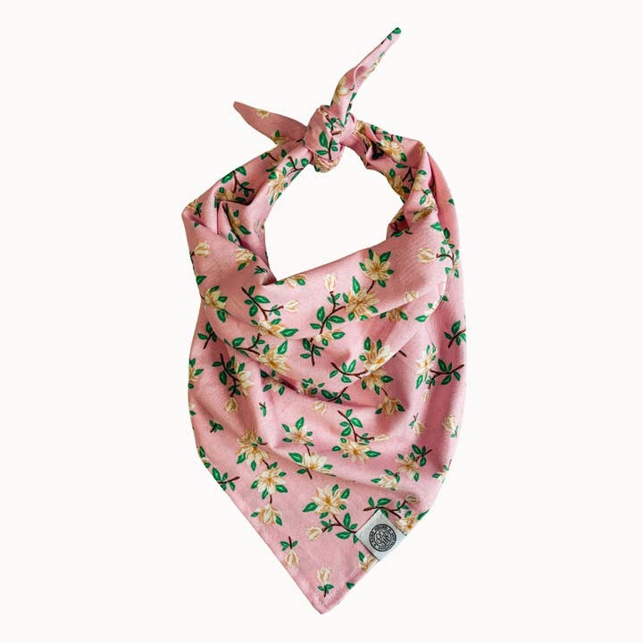 Pink Savannah Dog Bandana | Spring Floral Magnolia Cottagecore for wholesale on Faire