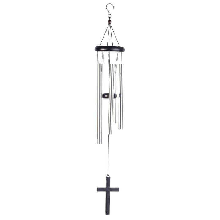 WINDCHIME BLACK METAL CROSS SAIL 35" for wholesale by Cottage Garden