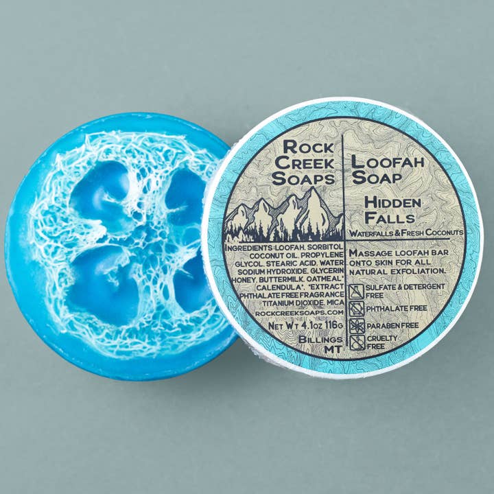 Hidden Falls Loofah Soap | Coconut Mango & Tropical Water for wholesale by Rock Creek Soaps