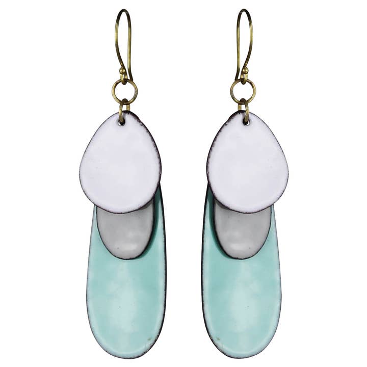 Donte Enamel Earring, Aqua - Oblong for wholesale by HomArt