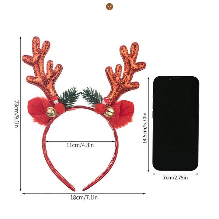 NINEXIS - Wholesale Fashion Headband - Women's - CWMM10321_CHRISTMAS REINDEER ANTLER HEADBAND WITH BELLS2