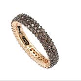 Amy and Annette - Wholesale Multi-Stone Ring - 14K Gold Plated Three Row Chocolate Crystal Eternity Ring