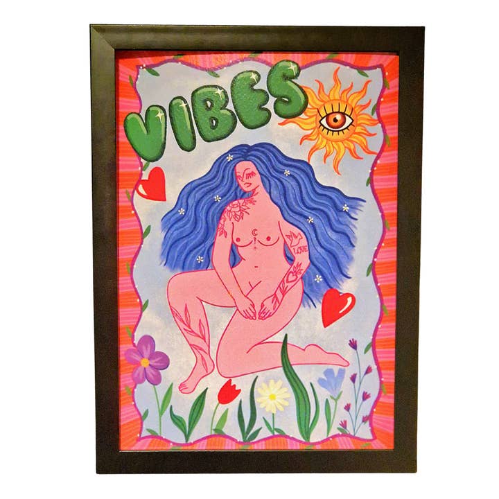 Vibes Colourful Nude Art Print | A4 & A3 for wholesale by Pink Tigra