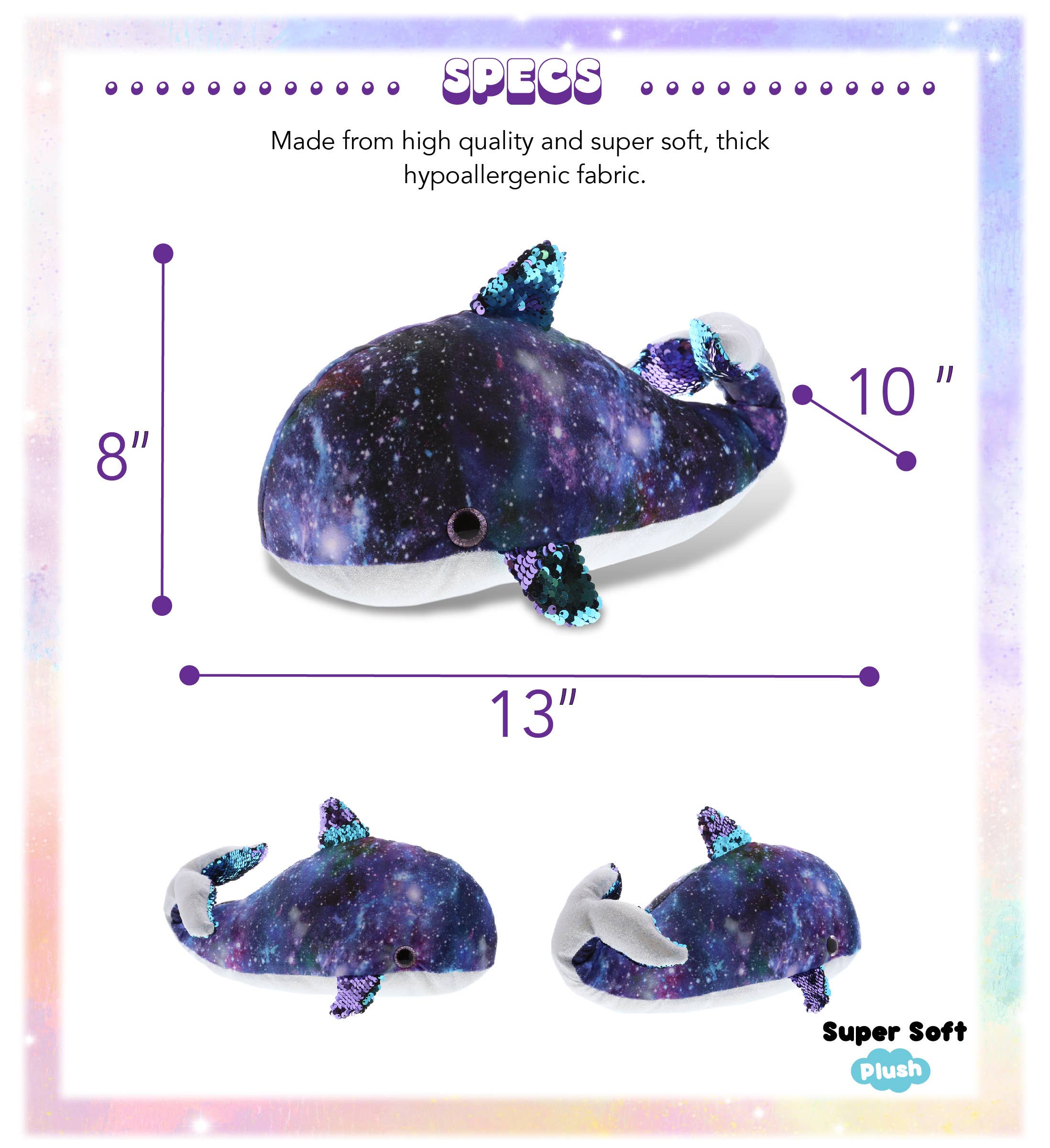 Cota Global - Wholesale Stuffed/Plush Toy - Kids & Baby - Space Sequin Plush - 13" Whale2