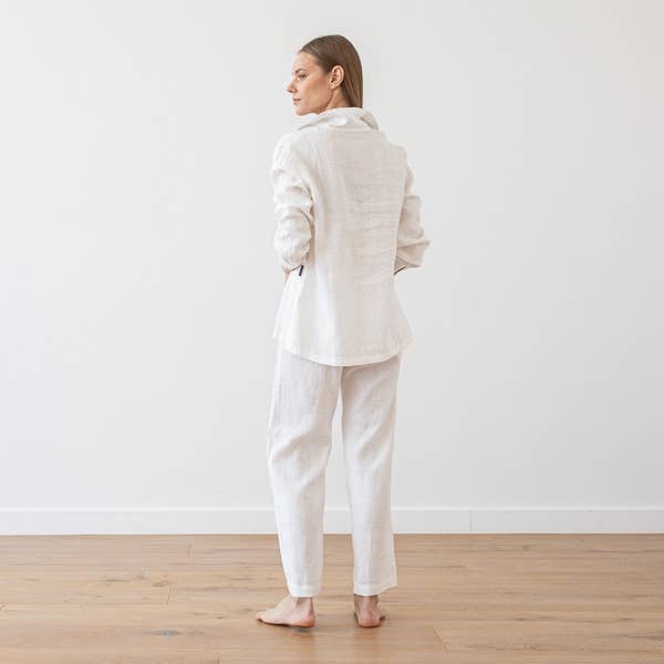 LinenMe - Wholesale Sleepwear Set - Women's - Linen Pyjama White Alma