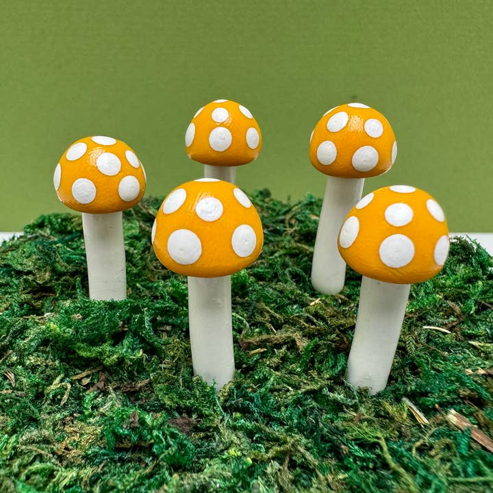Fairy Garden Mushroom Plant Pick - Ball Style - Fall Colors for wholesale by Mystical Woodlands