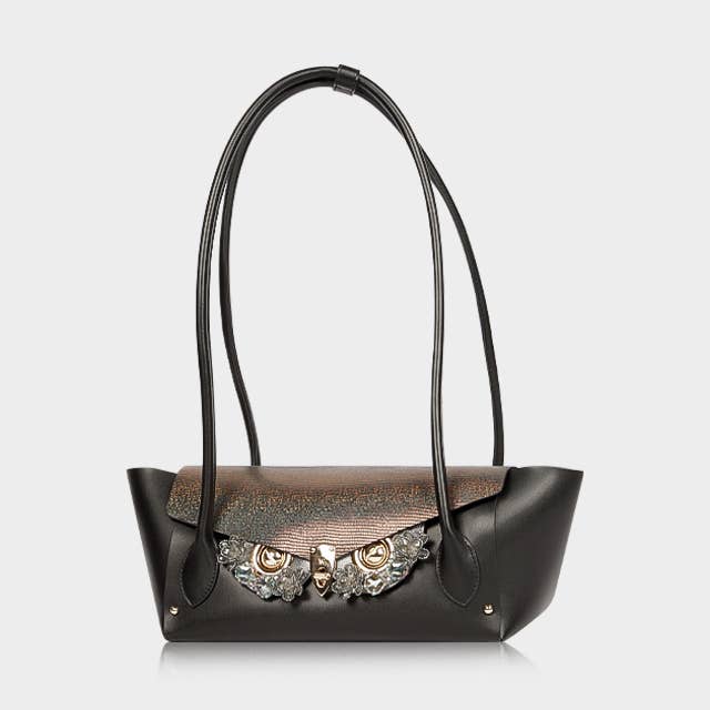 Bolso Hobo Reversible de Hombro de Cuero de Vaca - Negro/Púrpura para venta al por mayor de WANACCESSORY