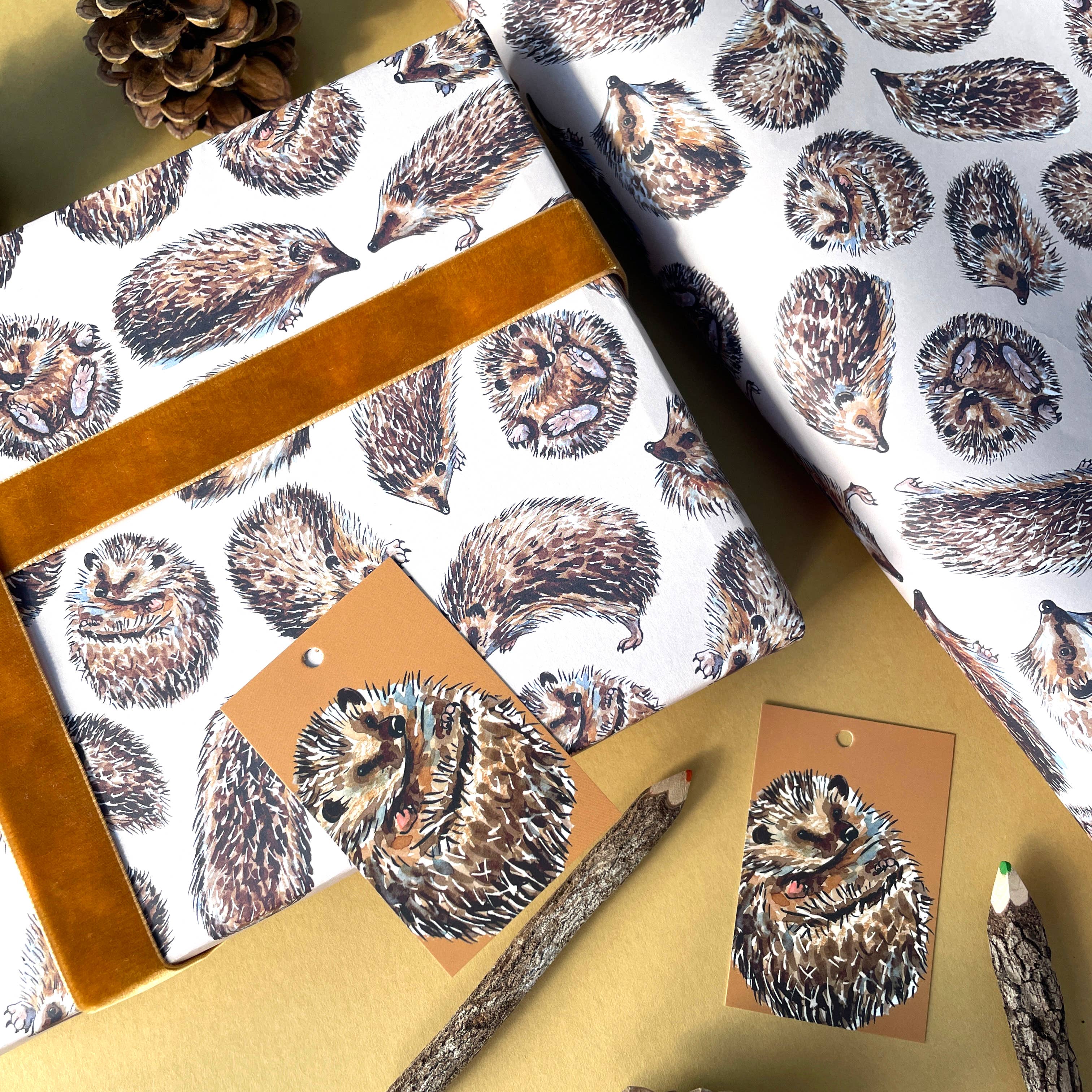 Alexia Claire Ltd - Wholesale Flat Wrap - Hedgehog wrapping paper Sheets2