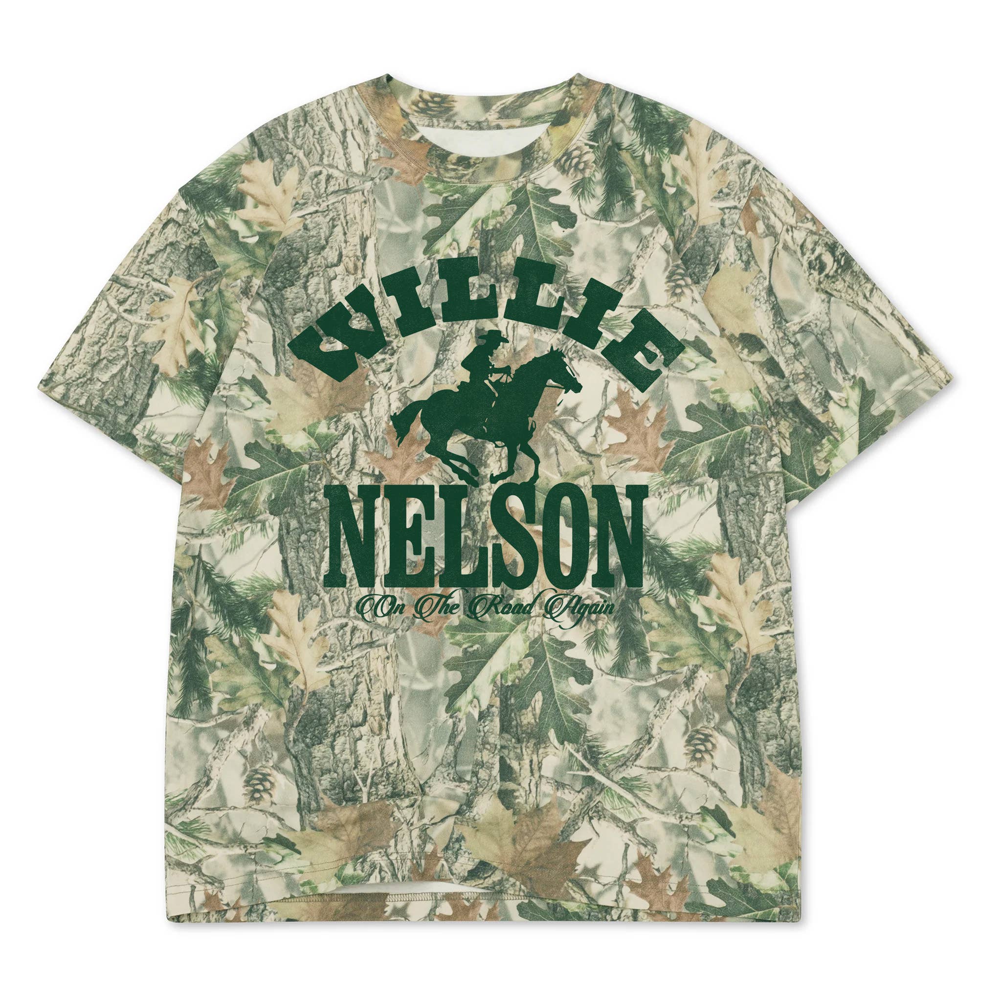 LivyLu - Wholesale Screen Printed T-Shirt - Unisex - Willie Nelson Arch Horse Licensed Camo Tee4