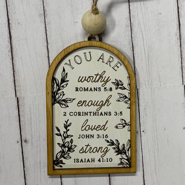 You Are Worthy, Enough, Loved, Strong Ornament/Charm for wholesale by Plums & Roses