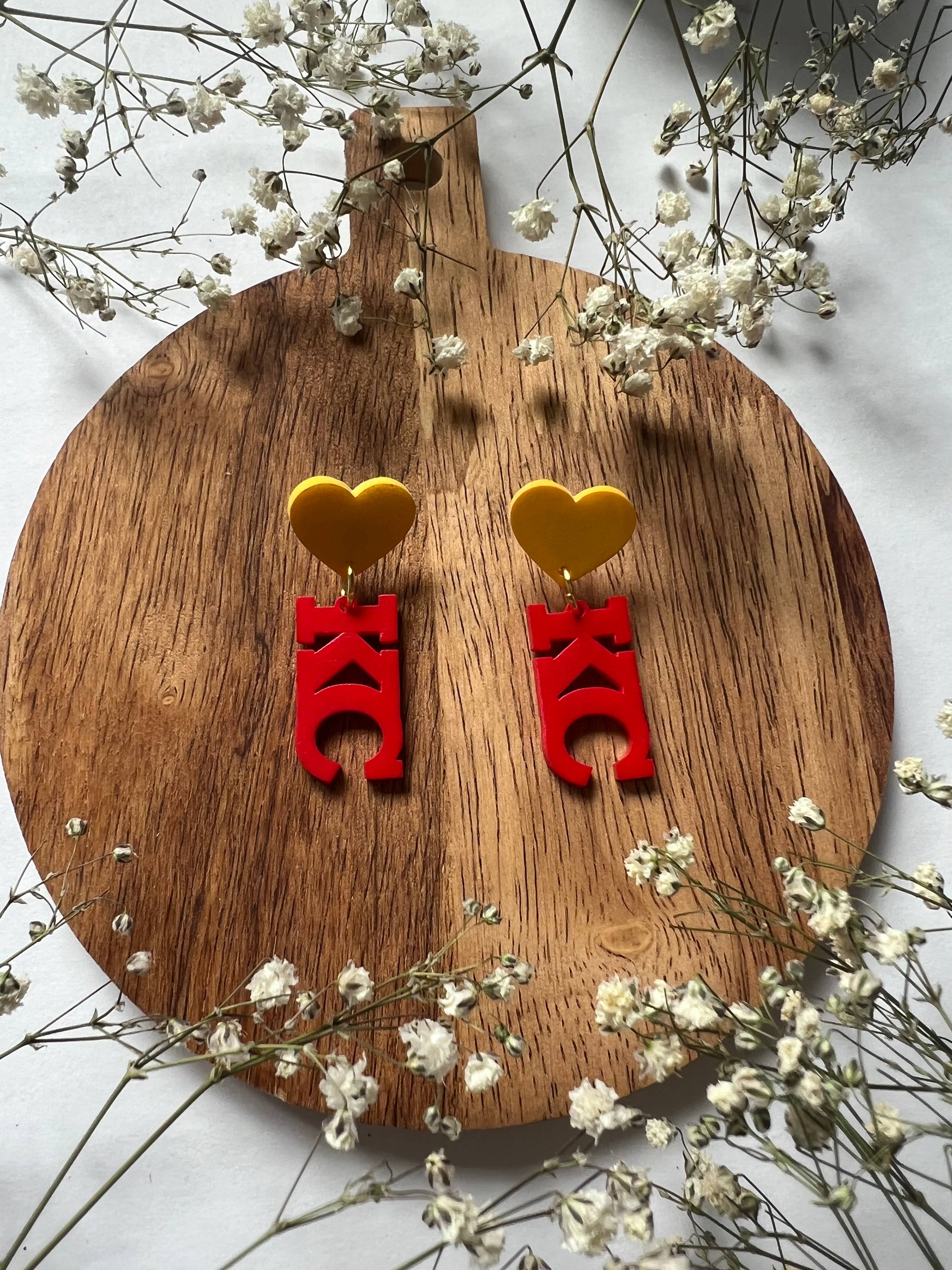 Elby Designs - Vente Boucles d'oreilles pendantes - Boucles d'oreilles KC Letter, boucles d'oreilles Kansas City, boucles d'oreilles Chiefs1