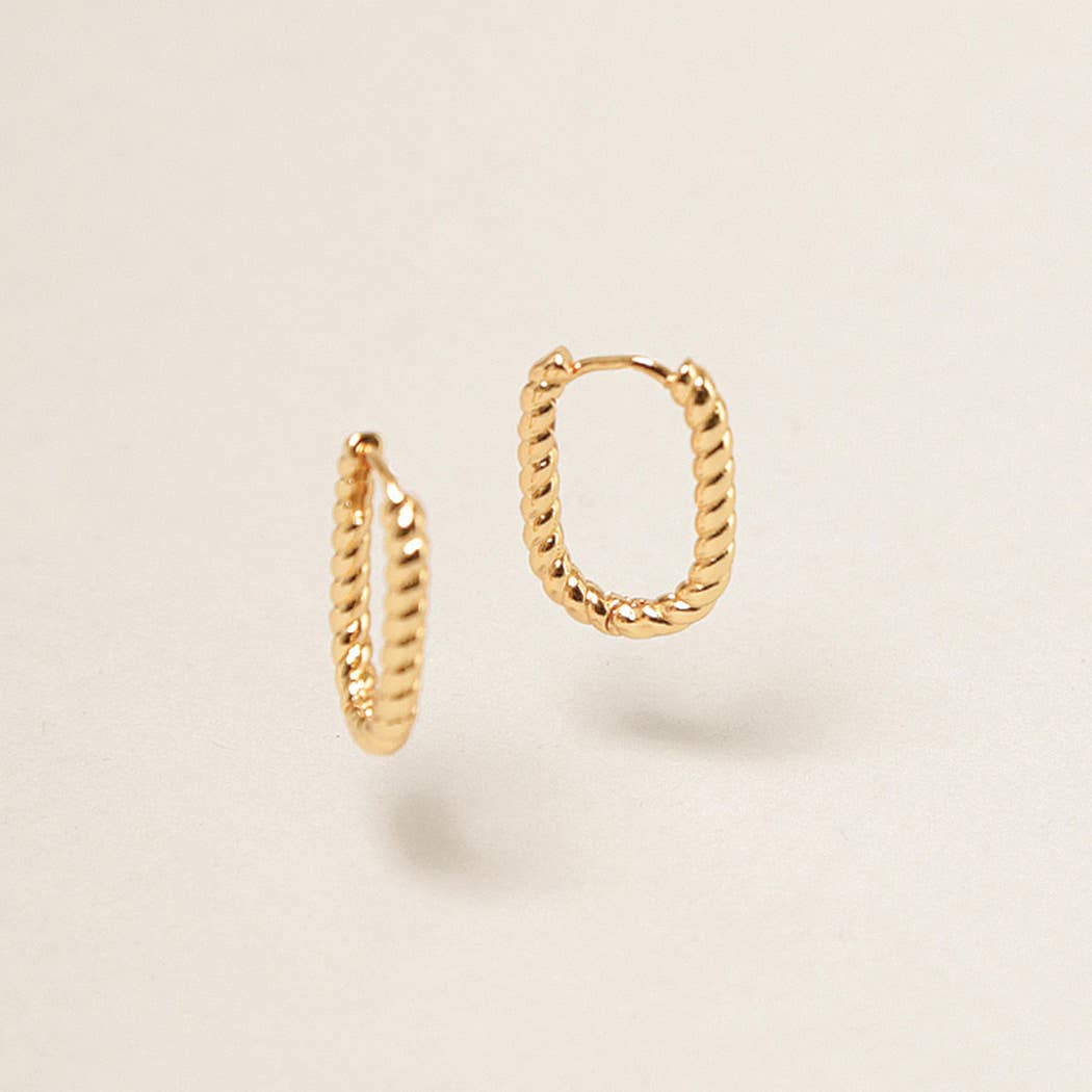 Fashion City - Wholesale Hoop Earrings - XS-14K Gold Dipped U Shaped Twist Hoop Earrings5