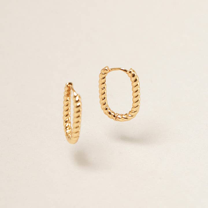 Fashion City - Wholesale Hoop Earrings - XS-14K Gold Dipped U Shaped Twist Hoop Earrings5