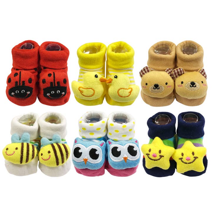 Wrapables 3D Cartoon Anti-Skid Baby Booties Shoes (Set of 6) for wholesale by Wrapables.com