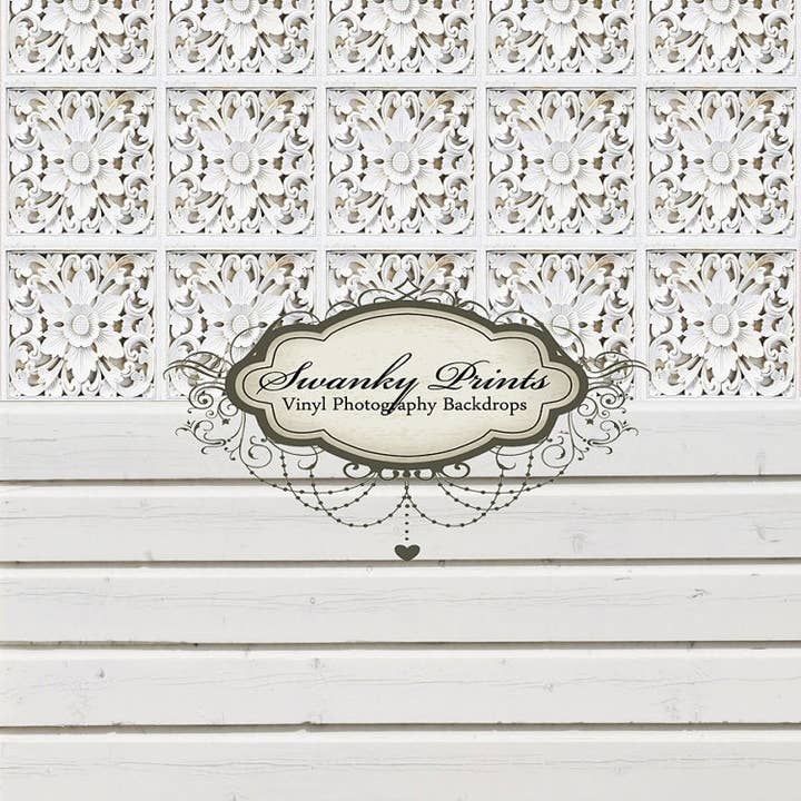 Deux en un bois peint blanc victorien 5 pi x 10 pi pour la vente par Swanky Prints