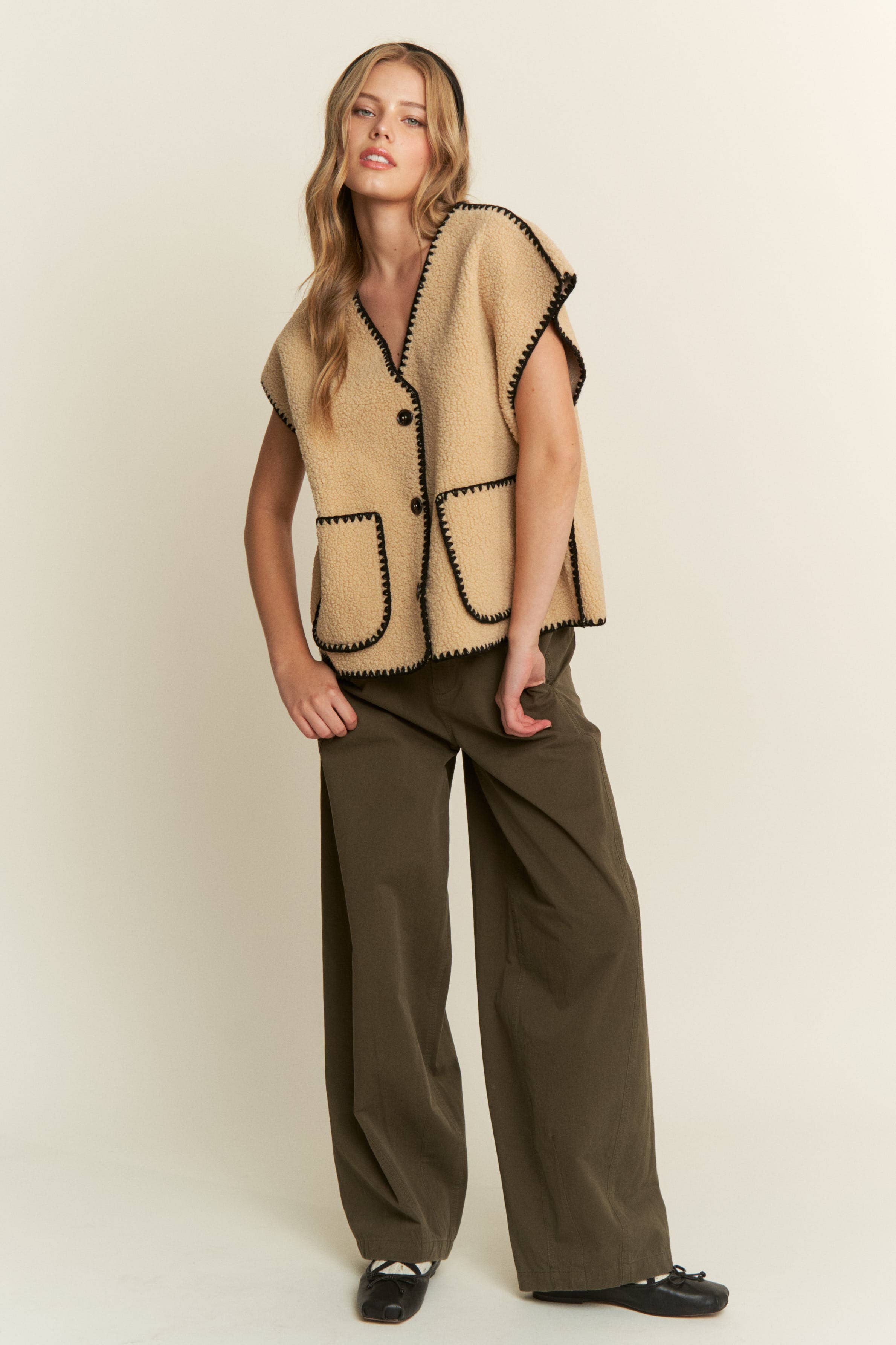 CANDESCENT - Vente Pantalon – femme - Pantalon large à taille haute et jambe ample4