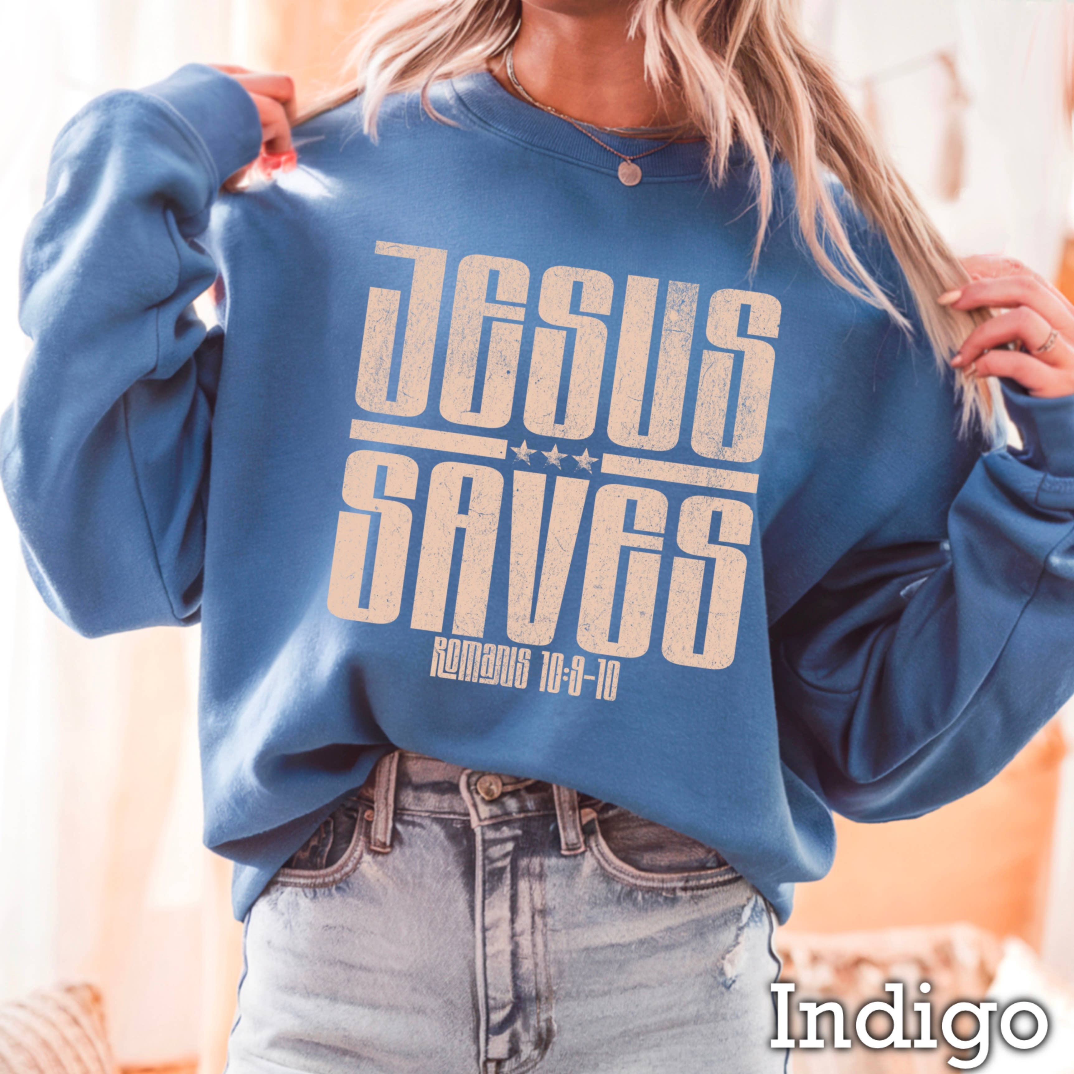 Shoppe SHC – Camisola gráfica - Mulher por atacado – Camisola de Mulher Cristã "Jesus Salva"5