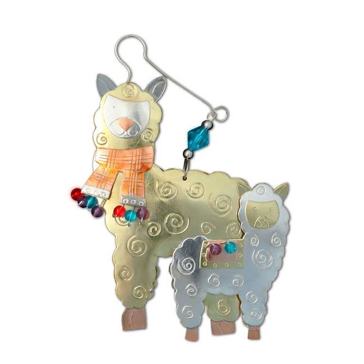 Choice Alpaca Products - Wholesale Ornament - Whimsical Mom and Cria Alpaca Ornament