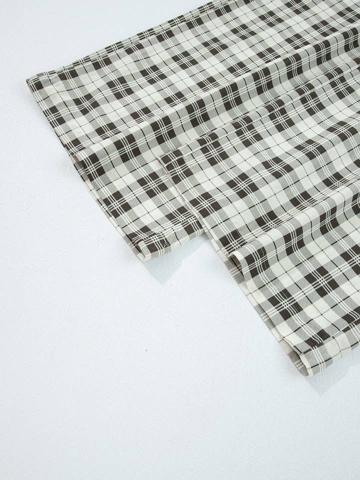 Gray Plaid Wide Leg Casual Pants for wholesale on Faire9