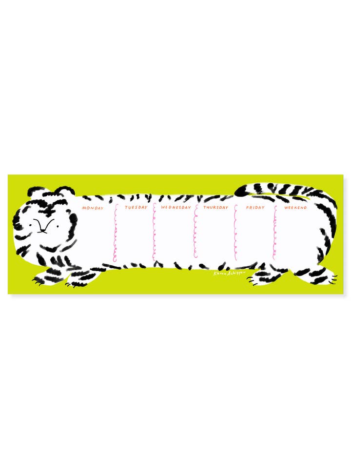 Tilda Tiger Desk Planner – Bloc-notes hebdomadaire illustré pour la vente par Karen Schipper