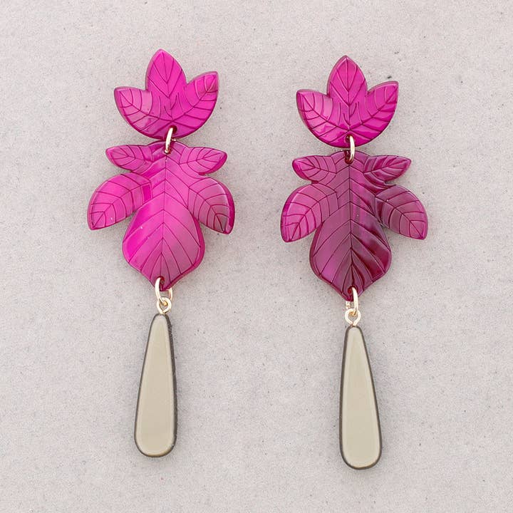 Oorbellen met dubbele bladeren, druppel, hanger van hars voor wholesale door Sonata