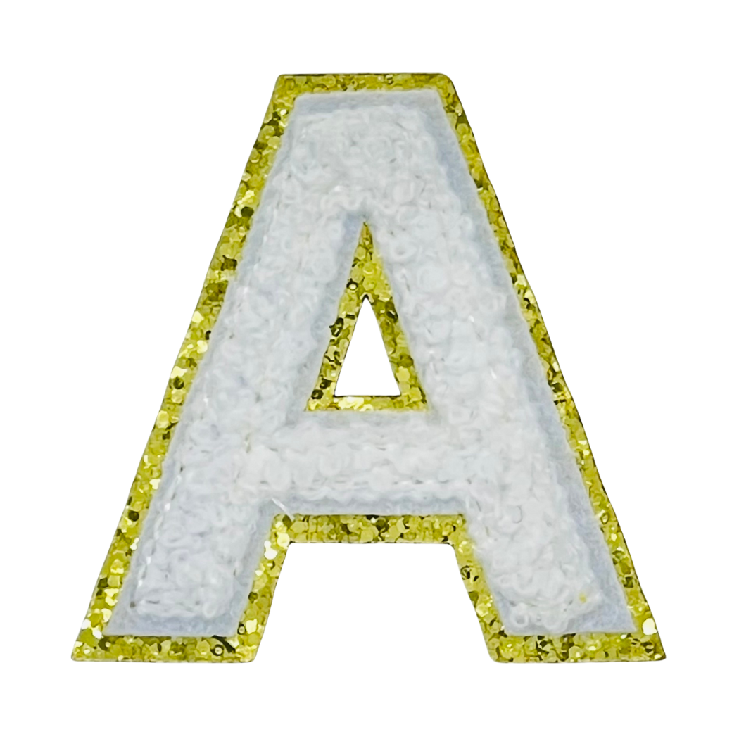 Sarahndipity Shop - Vente Écusson - Écusson autocollant en forme de lettre grecque en chenille/sequins0