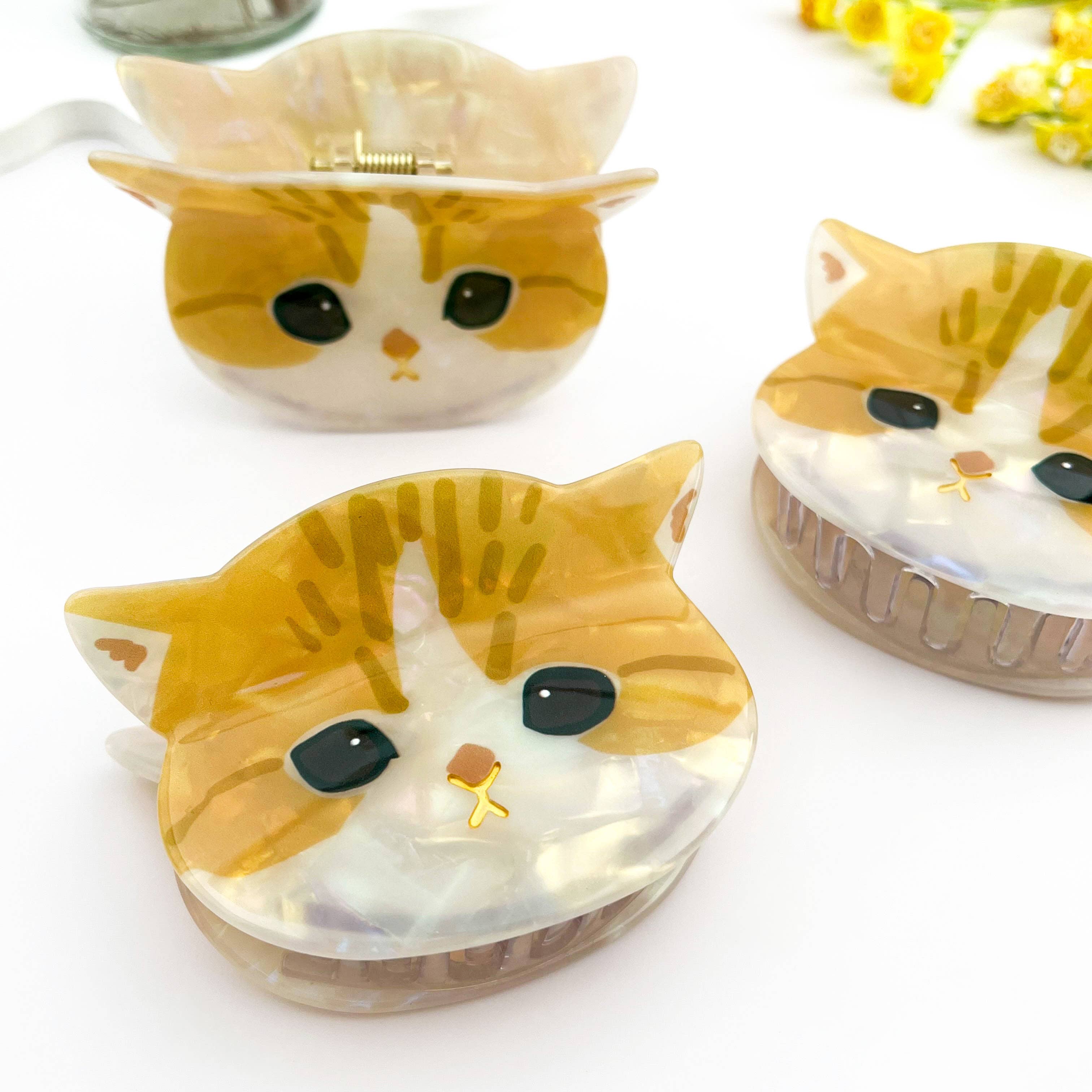 Yellow Adorable 3D Cat Acetate Hair Claw Clip – Cute & Quirky Style for wholesale on Faire5