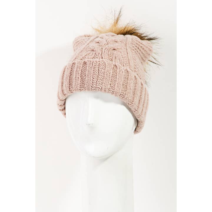 Collections by Fame Accessories - Wholesale Beanie - Women's - Soft Cable Knit Pom Beanie