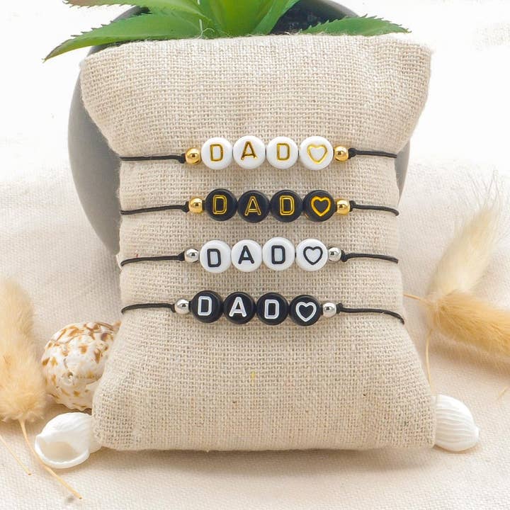 DAD bracelet with pearls and letters for wholesale by Créative Perles