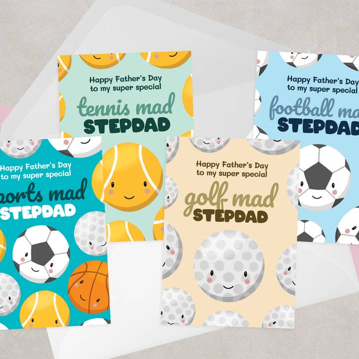 Sportlicher Stiefvater Vatertagskarten, Fußball Tennis Golf Karte für den Großhandel von OCD Greeting Cards