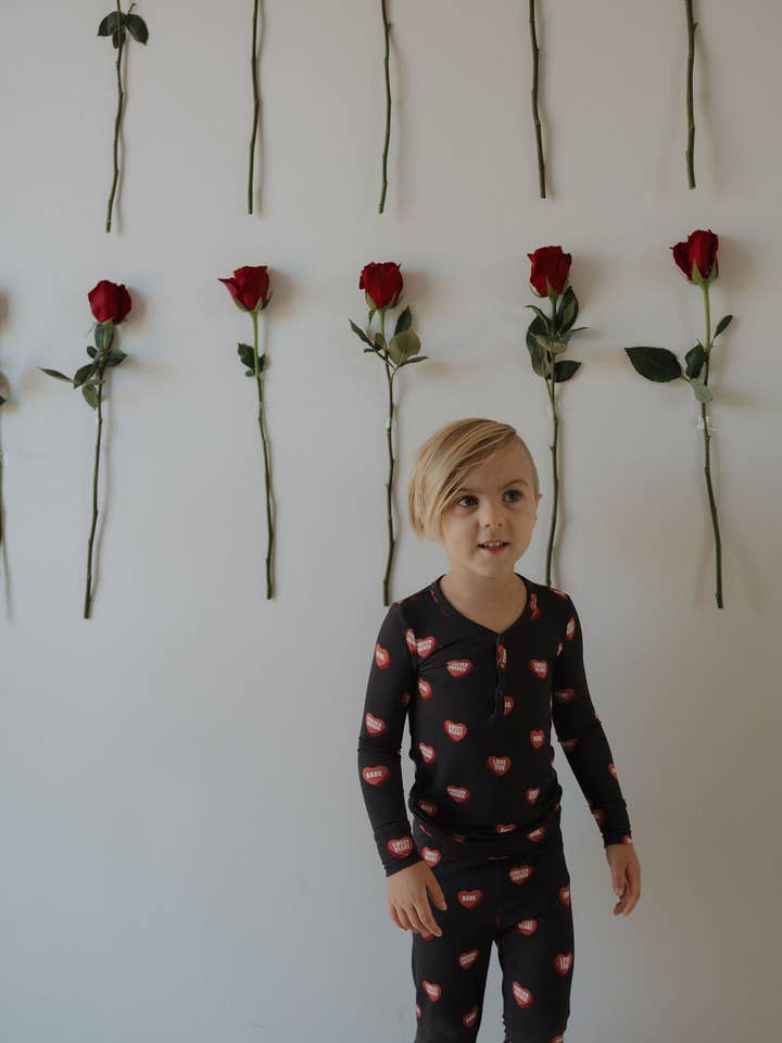 Bambu Tvådelade Pyjamas | Kärleksanteckningar – Kol för wholesale av Forever French Baby