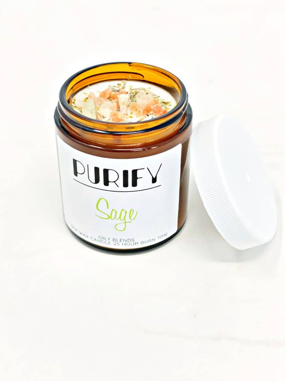 Oily Blends - Wholesale Jar/Filled Candle - Small Purify Candles with Herbs and Pink Salt - 25 Hour Burn6