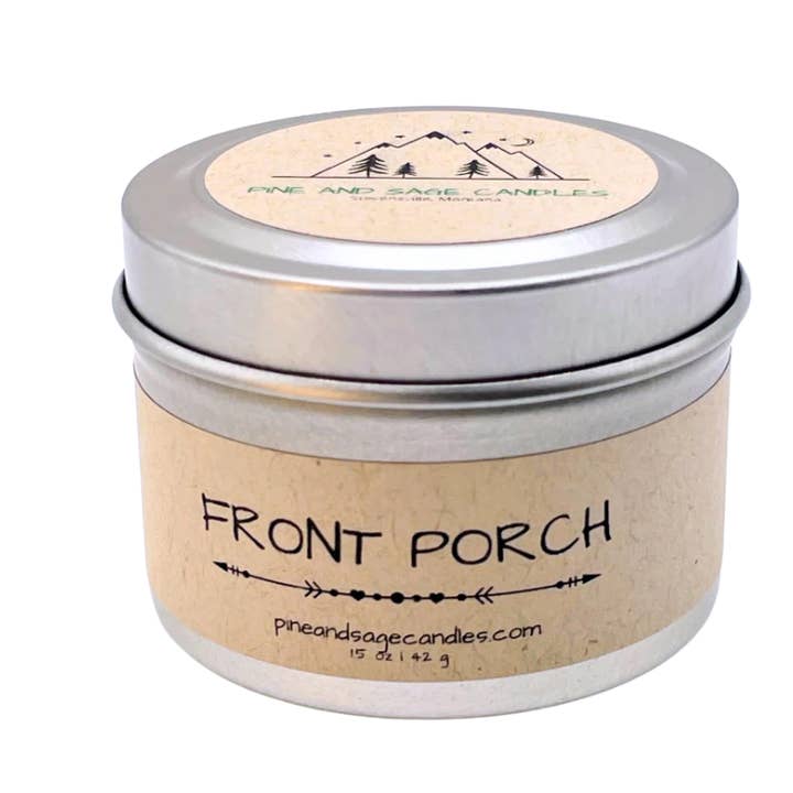Pine and Sage Candles – wholesale Reseljus – Främre Veranda-6 oz Svart Matt Ljusstake i Plåt