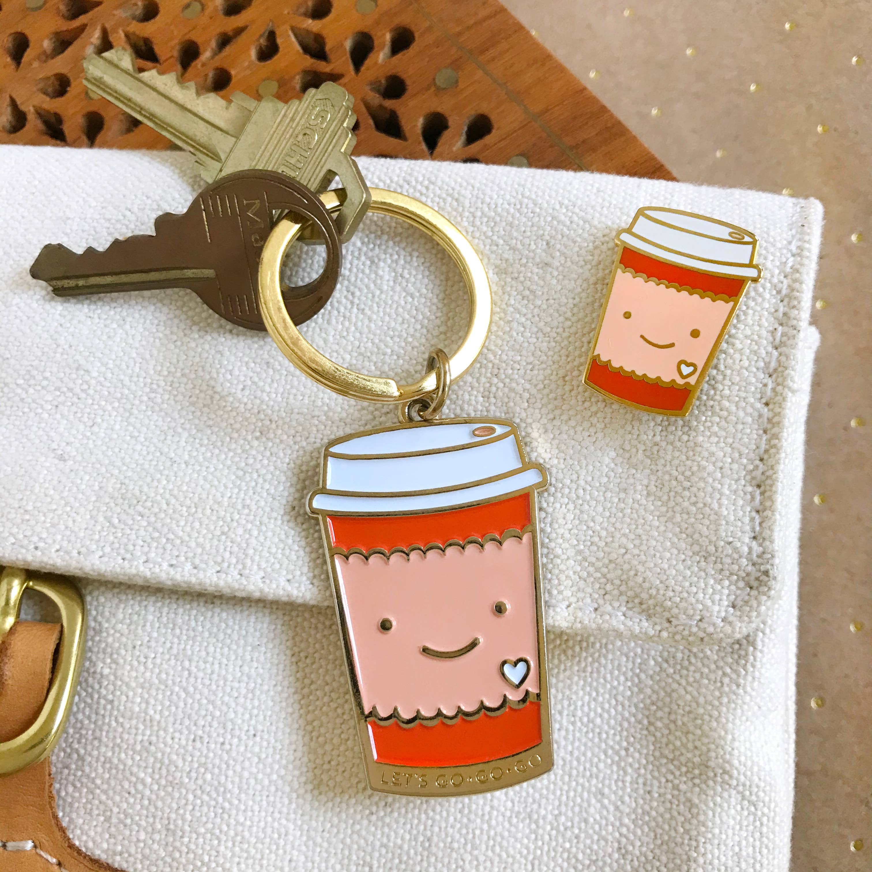 Night Owl Paper Goods - Wholesale Keychain – Women's - Coffee Buzz Gift Set - Keychain & Enamel Pin1