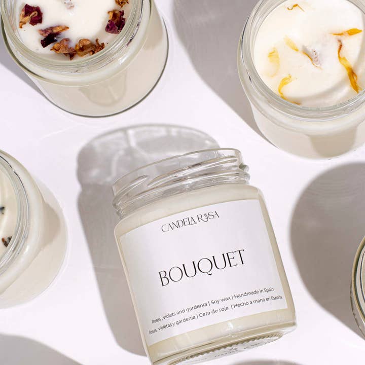Candela Rosa - Wholesale Jar/Filled Candle - Handmade scented candle mix flowers 1