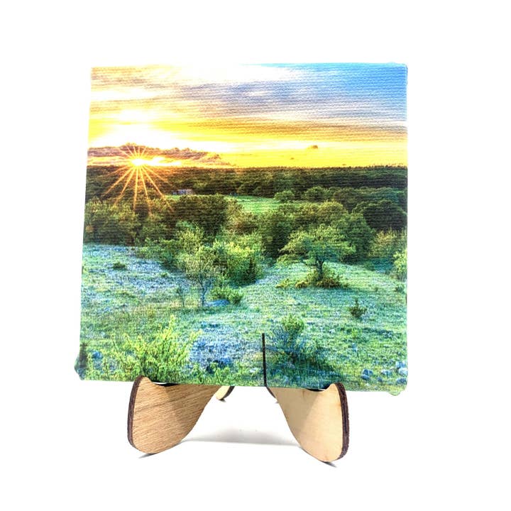 Texas Hill Country Sunset | 4x4" Mini Canvas Art Print for wholesale by Wimberley Puzzle Company