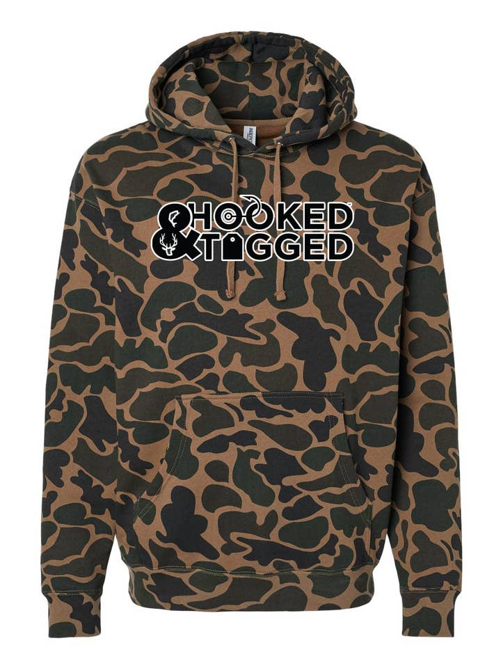 Hooked & Tagged - Wholesale Hoodie - Men's - Old School Camo Logo Hoodie0