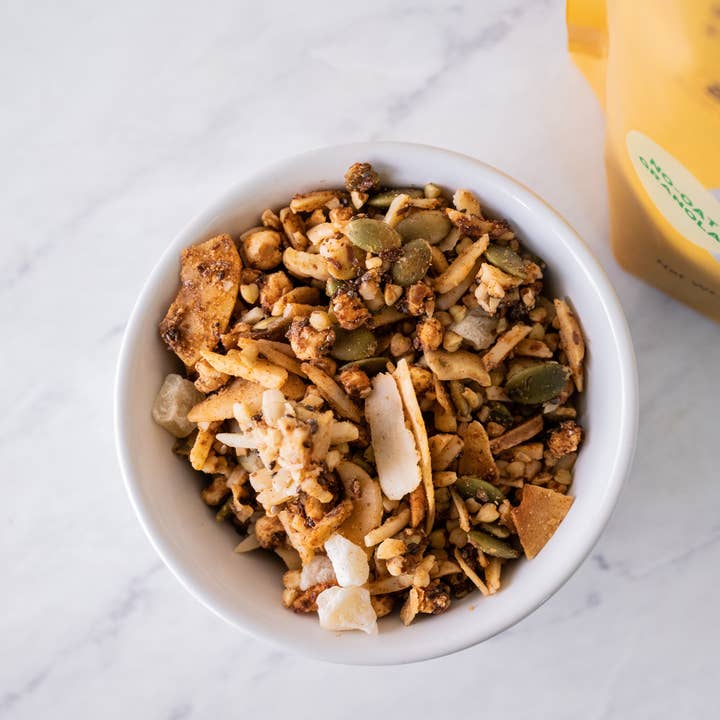 Snack Bag (2 oz) Smoky Pineapple Buckwheat Granola for wholesale by For Good Granola