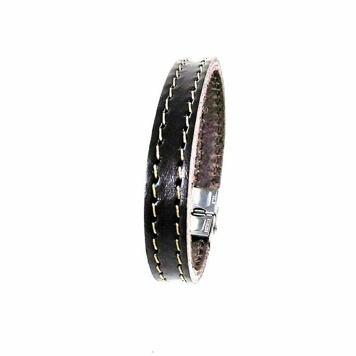 BRACELET EN CUIR DE VACHETTE AVEC COUTURES DE 10 MM DE LARGE pour la vente par Creaciones Corpas