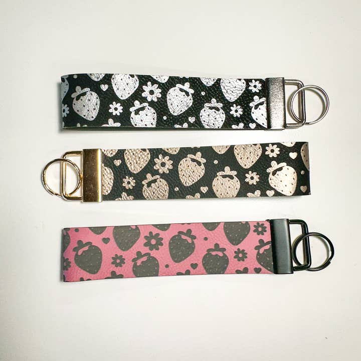 Strawberry Leatherette Keychain for wholesale by Luna Beam Creations