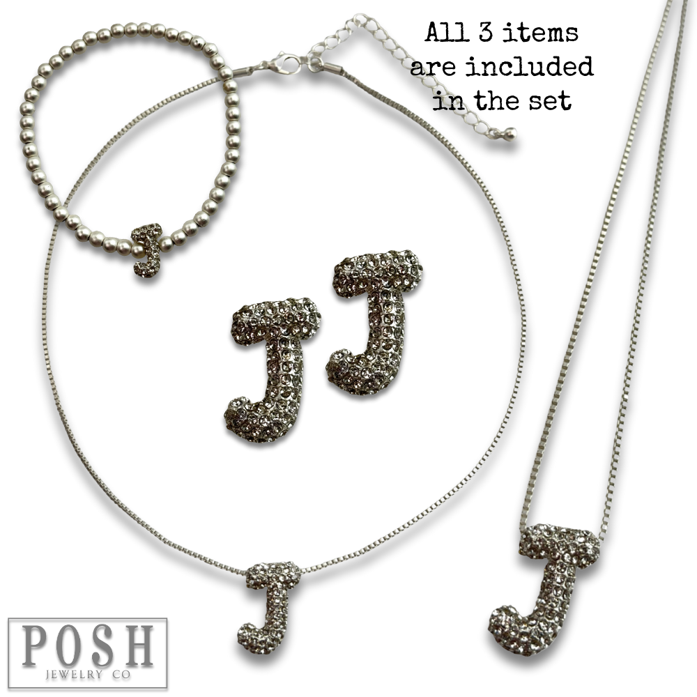 Pink Panache Brands - Wholesale Jewelry Set - Rhinestone initial jewelry set13