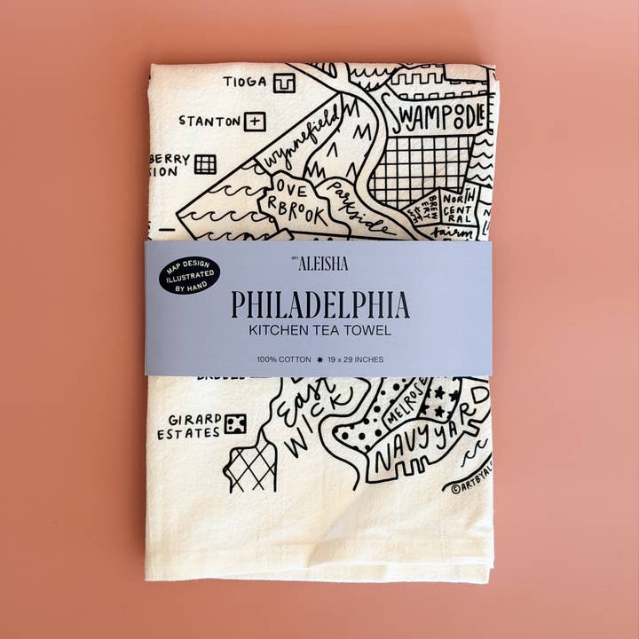 Philadelphia Map Tea Towel for wholesale by By Aleisha