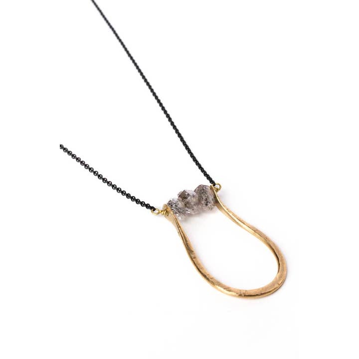 Collarbone Jewelry - Wholesale Pendant/Charm Necklace - Pinched U Smoky Herkimer Trio Necklace