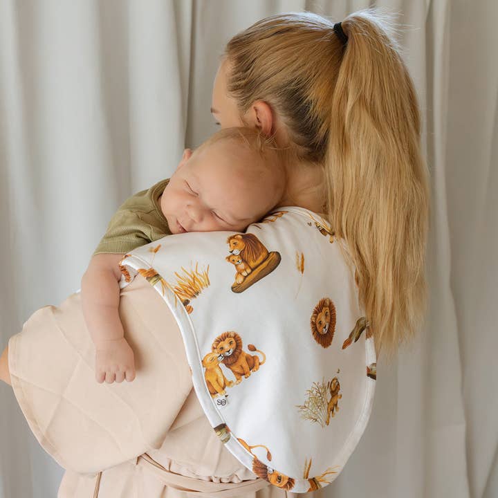 Lion Organic Cotton Burp Cloth for wholesale by Snuggle Hunny