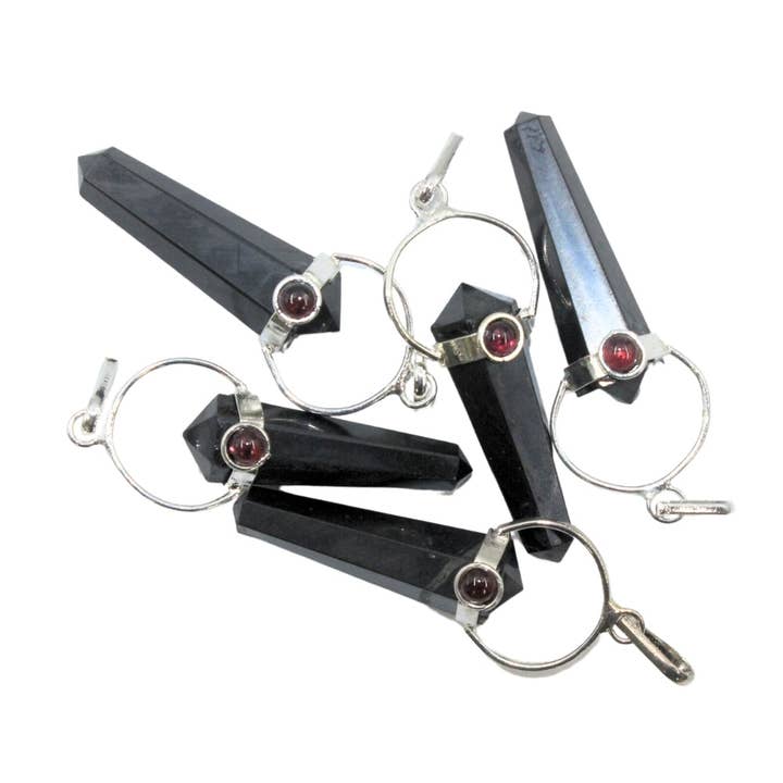 Earths Elements Wholesale - Wholesale Individual Charm/Pendant - Point Pendant - Shungite and Garnet