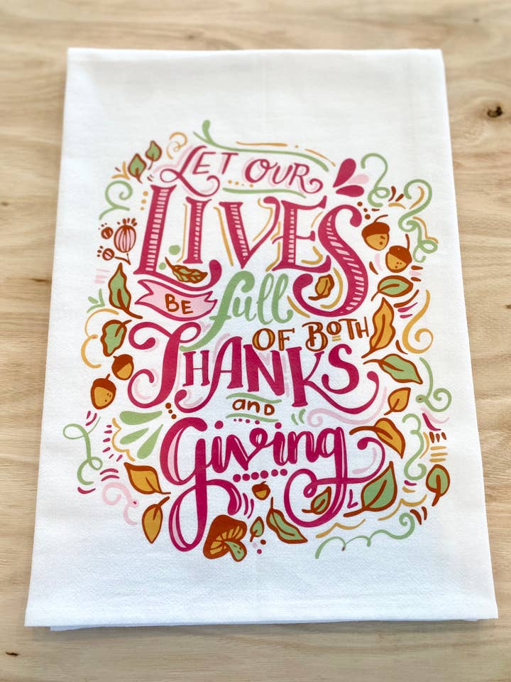 Torchon Thanks and Giving Flour Sack pour la vente par Lenny Lane