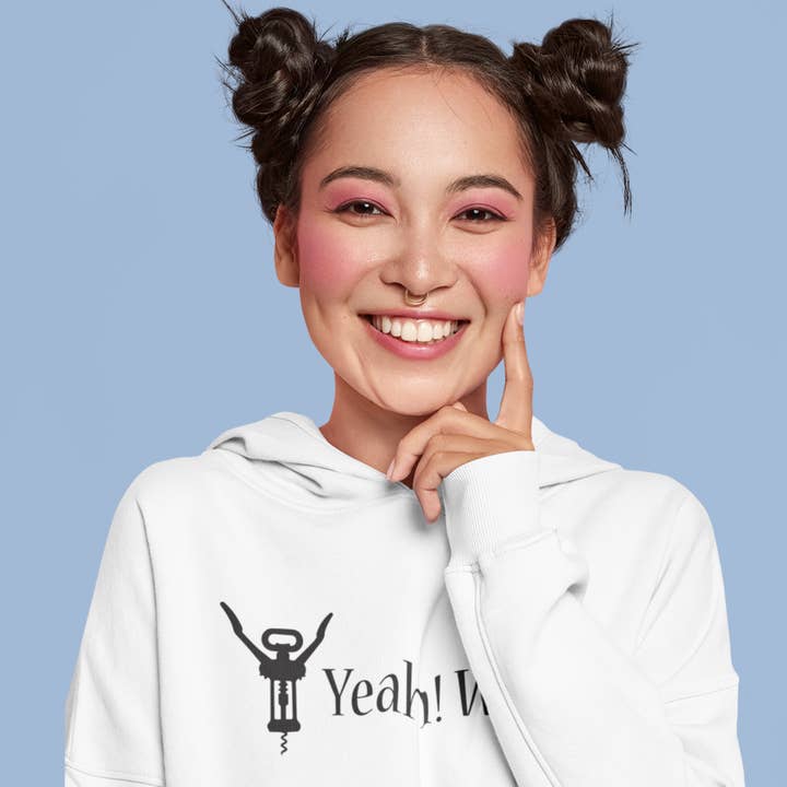 Ja! Wein! Unisex-Kapuzenpullover mit schwarzer Schrift für den Großhandel von inspire