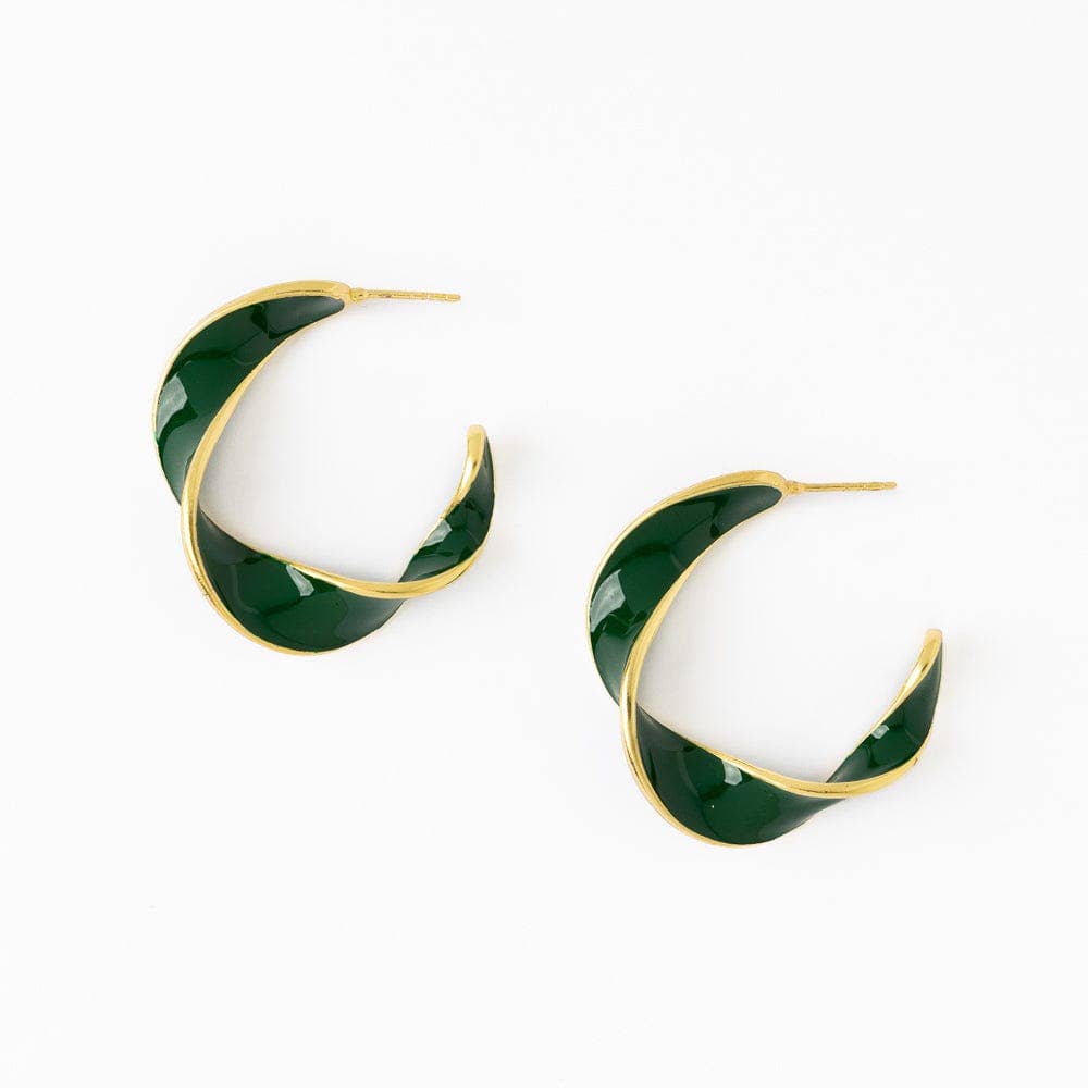 INK + ALLOY - Wholesale Hoop Earrings - Vanessa Twisted Enamel Hoop Green Wholesale0